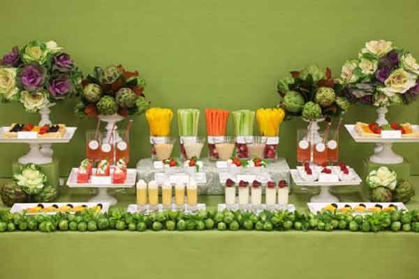 fruit and vegetable buffet table