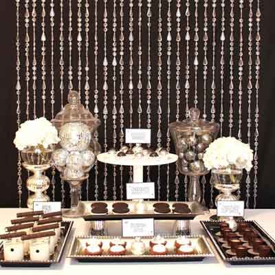 bead curtain dessert  buffet table backdrop