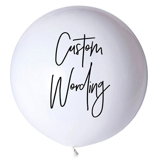 custom wording decal on white balloon
