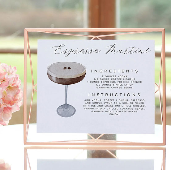 illustrated cocktail recipe sign