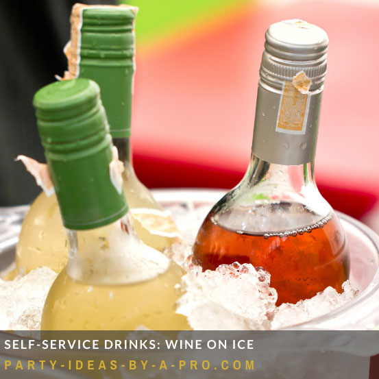 wine bottles in ice filled coolers
