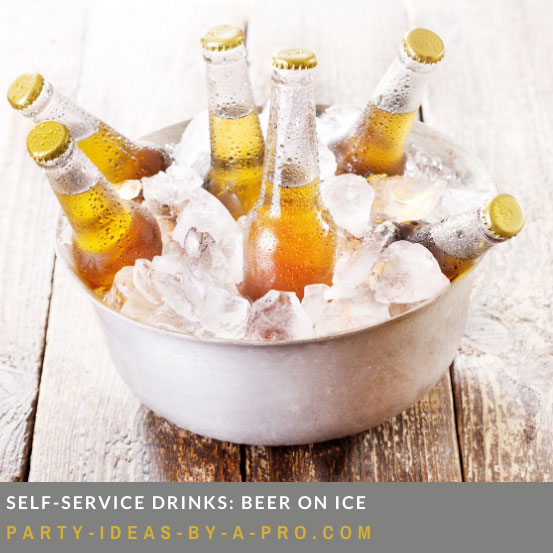 beer bottles chilling in an ice bucket