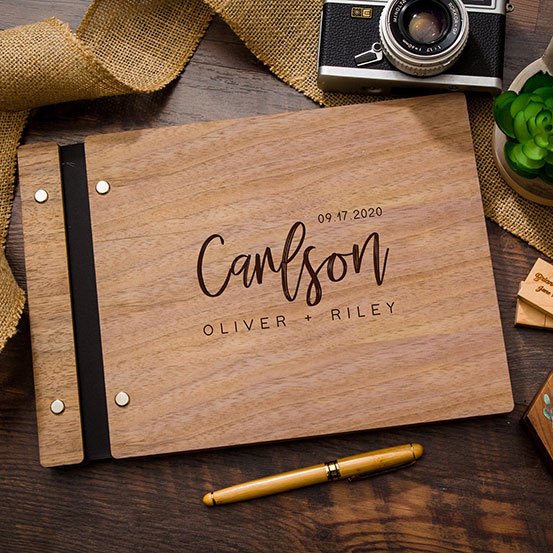 wood cover custom guestbook