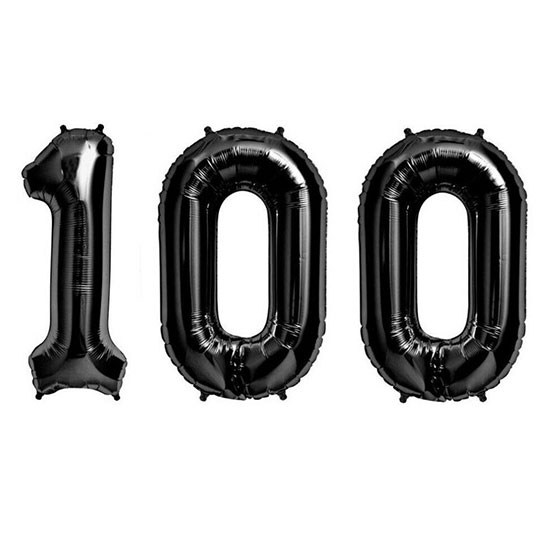 Giant number 100 balloons and other decorations