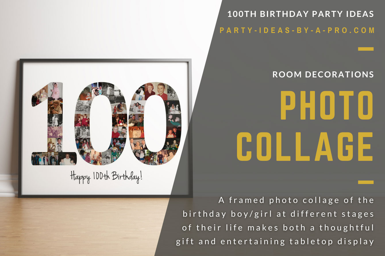 framed photo collage for 100th birthday