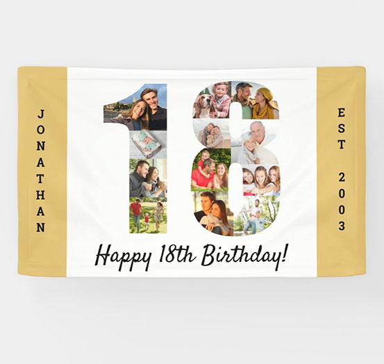 18th Birthday custom photo banner