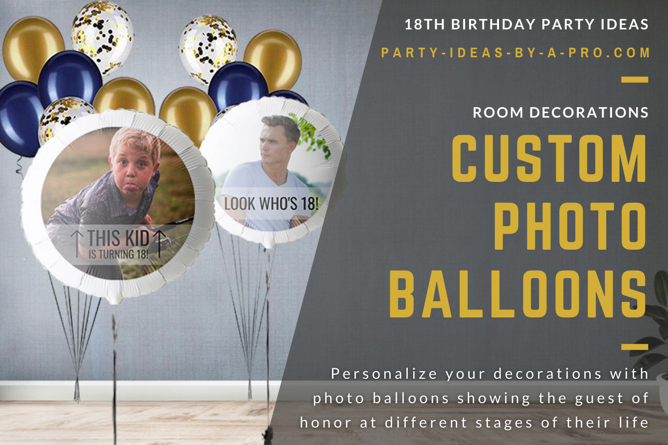Custom photo balloons with look who's 18 printed on it