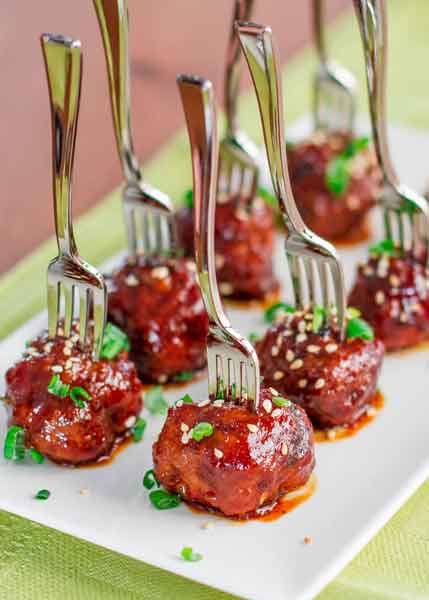 birthday party food meatballs on forks
