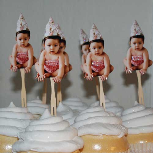 baby photo cupcake toppers
