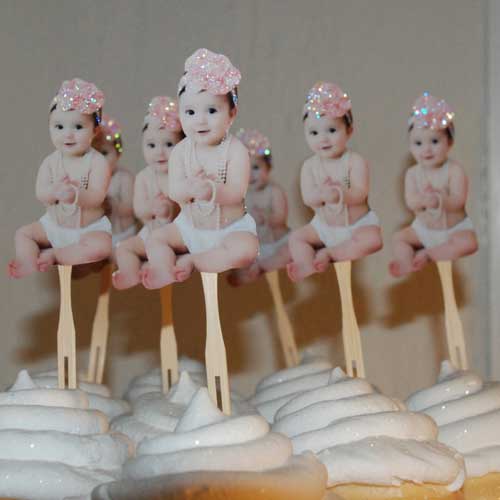 baby photo cupcake toppers