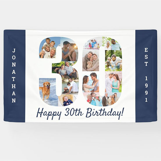 30th Birthday custom photo banner