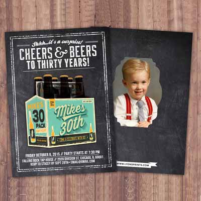 Cheers and Beers 30th birthday party invitations