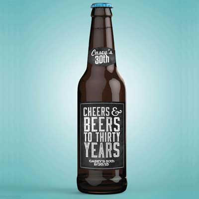 Cheers and Beers 30th birthday bottle labels