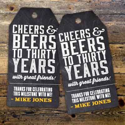 Cheers and Beers 30th birthday tags