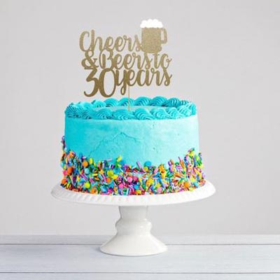 Cheers and Beers to 30 years cake topper