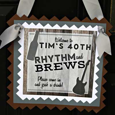 Rhythm and Brews party welcome sign