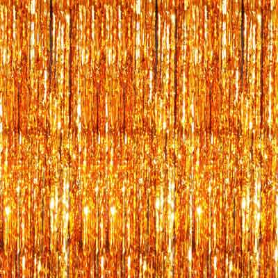 metallic orange foil curtain