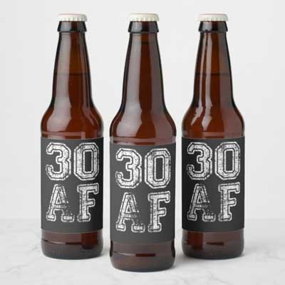 30 AF beer bottle labels