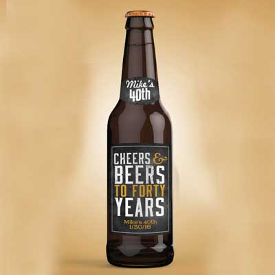 Cheers and Beers 40th birthday bottle labels