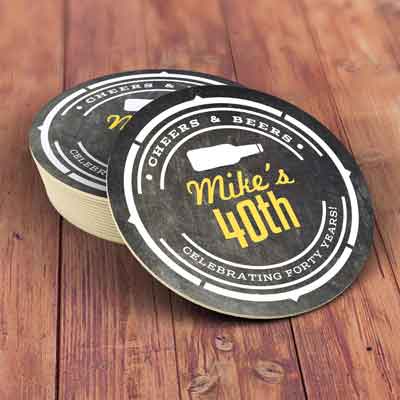 Cheers and Beers 40th birthday coasters