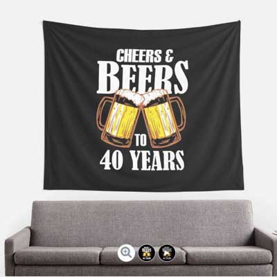 Cheers and Beers to 40 years wall tapestry