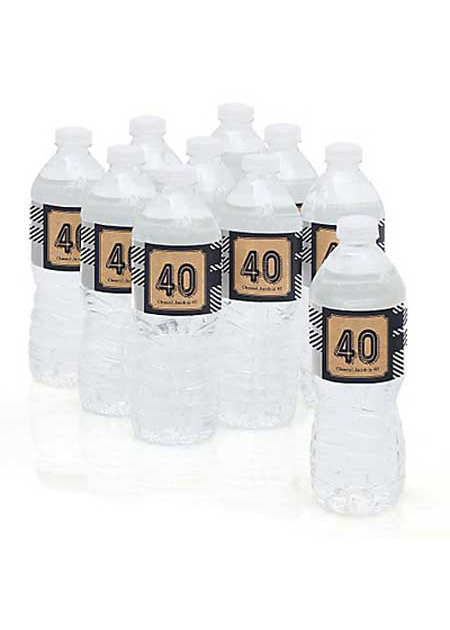 Aged to Perfection 40th birthday water bottle labels