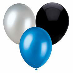 black silver blue balloons