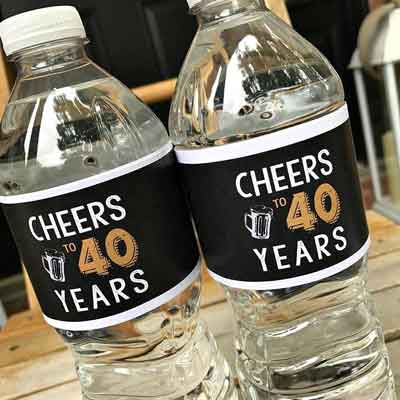 Cheers to 40 Years water labels