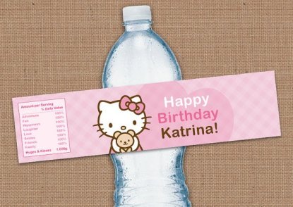 hello kitty water bottle labels