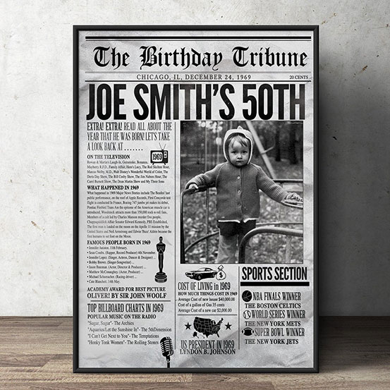 custom 50th birthday newspaper front page poster