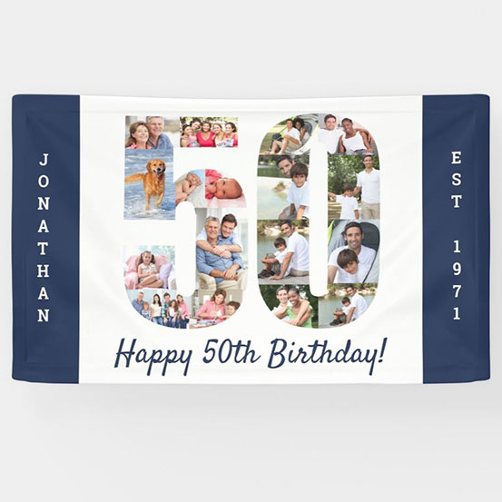 50th Birthday custom photo banner