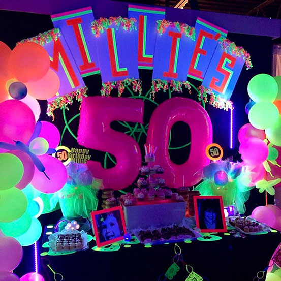 Giant number 50 balloons and other birthday decorations
