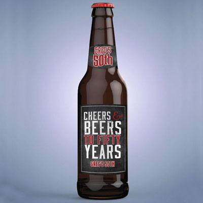 Cheers and Beers 50th birthday bottle labels