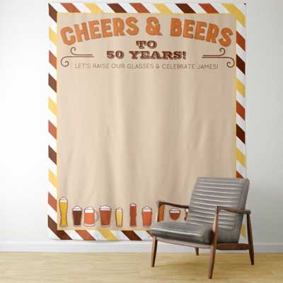 Cheers and Beers to 50 years wall tapestry