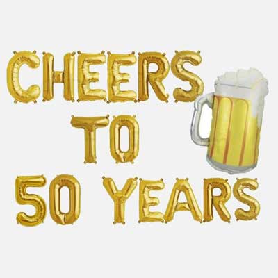 Cheers and Beers to 50 years balloons