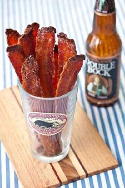 Beer candied bacon