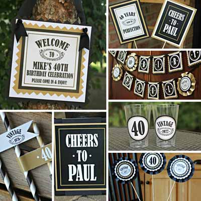 Black and Gold Vintage 50th birthday supplies