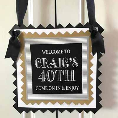 Black and Gold Vintage 50th birthday welcome sign