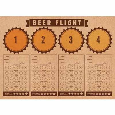 Beer flight tasting placemats