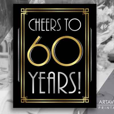 cheers to 60 years printable sign