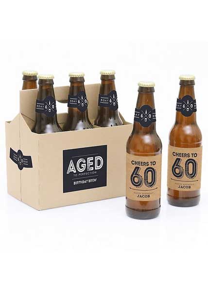 Aged to Perfection 60th birthday beer bottle labels