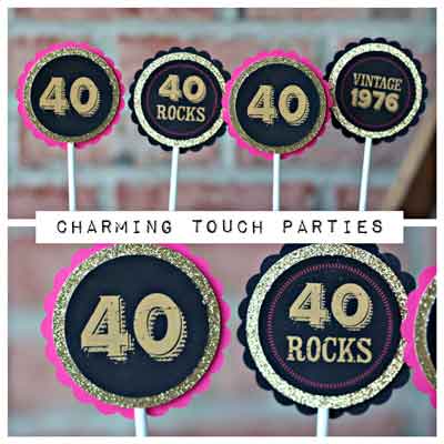 40/50/60 Rocks cupcake toppers