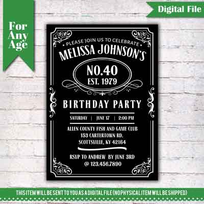 Jack Daniels birthday invitation