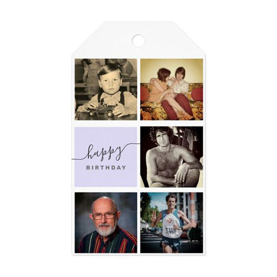 65th birthday custom photo collage gift tag
