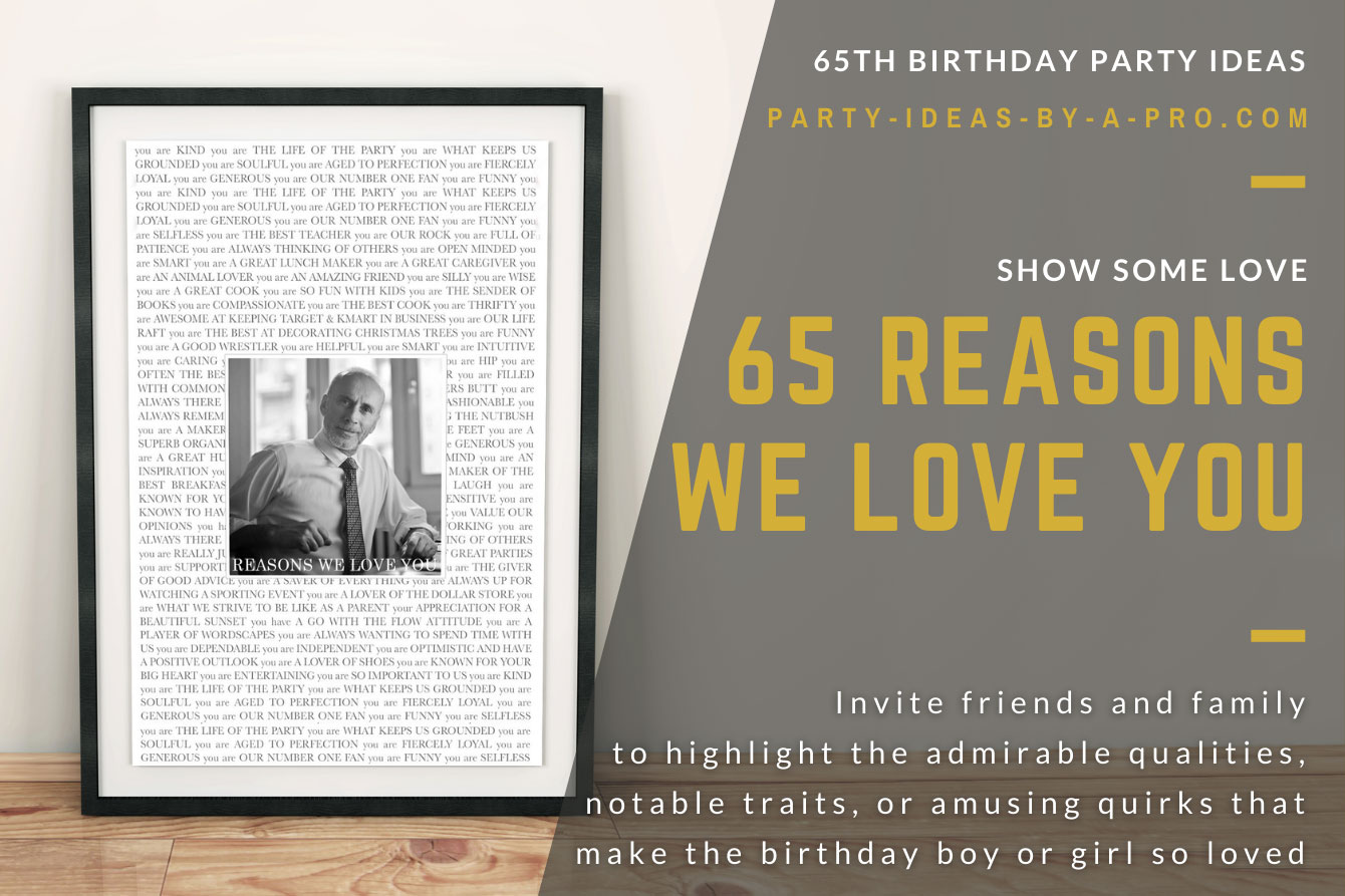 65 reasons We Love You framed gift