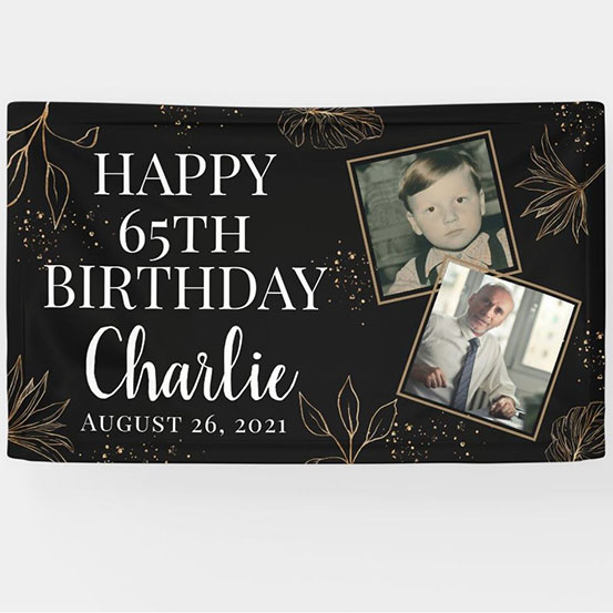 65th Birthday custom photo banner