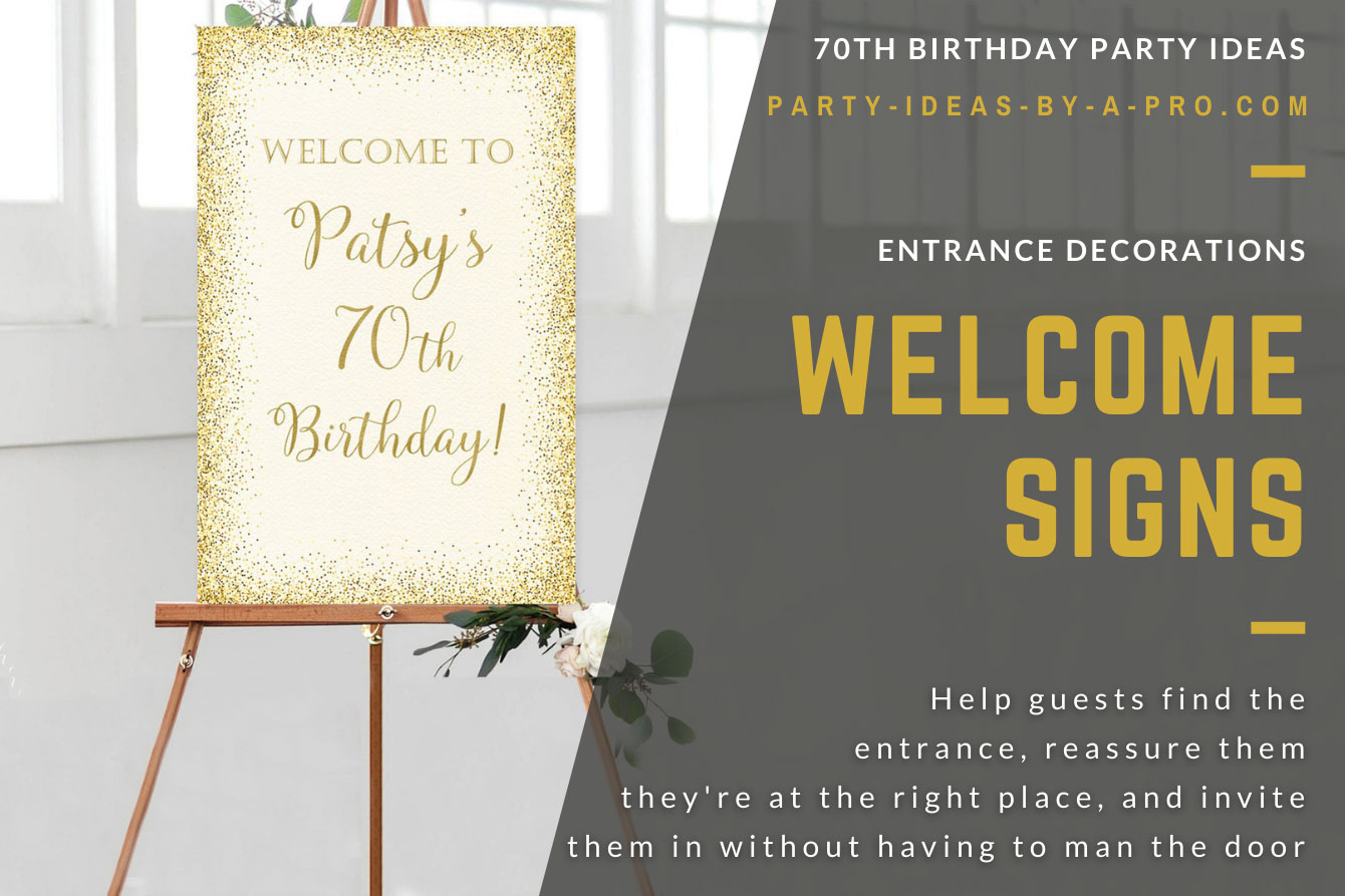 Welcome to Beth's 70th Birthday sign on an easel