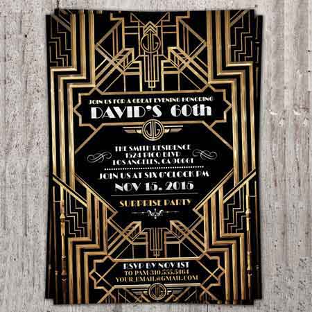 Great Gatsby Art Deco style invitation