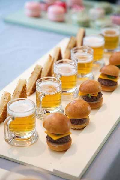 mini beer and burgers