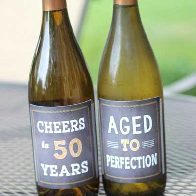 Cheers to 50 years wine bottle labels